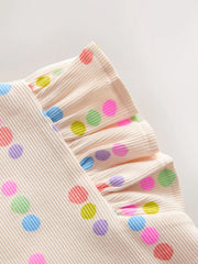 Ecru White Rainbow Spot Frill Shoulder Ribbed Vest (3mths-7yrs)