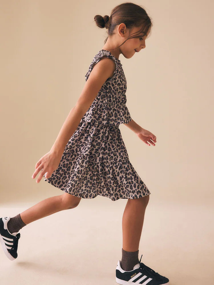 Animal Print Top And Skirt Set (3-16yrs)