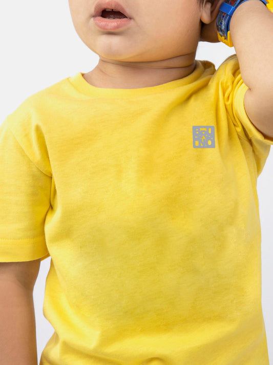 Yellow Basic Crew Neck Casual T-Shirt Brumano Pakistan