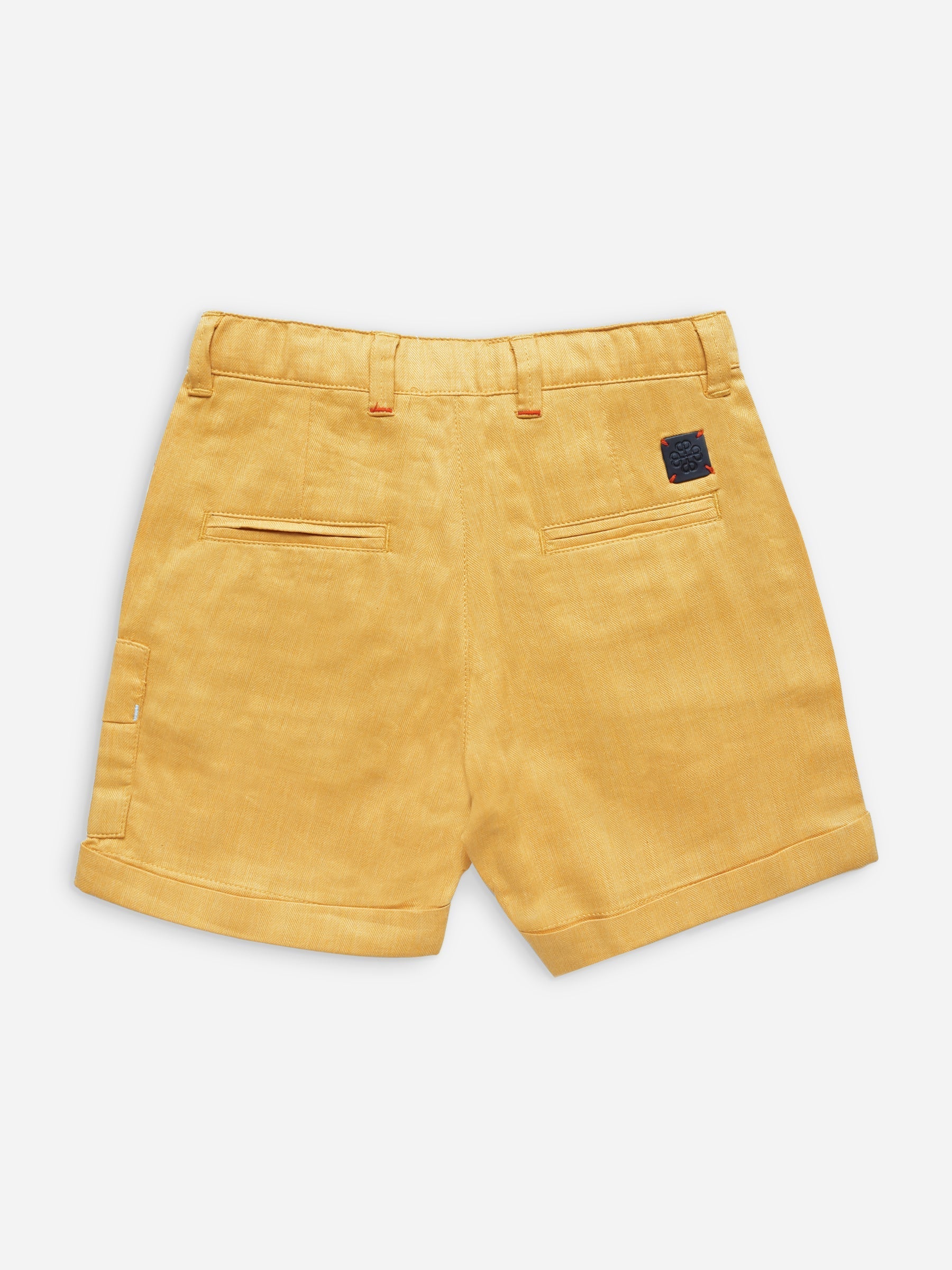 Yellow Herringbone Cotton Casual Shorts Brumano Pakistan