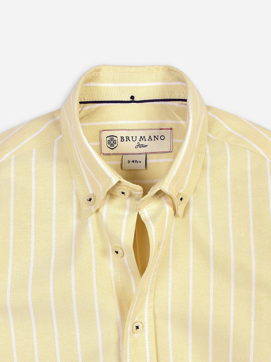 Yellow Oxford Striped Long Sleeve Casual Shirt Brumano Pakistan