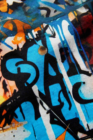 Black Graffiti Controller Short Sleeve All Over Print 100% Cotton Regular Fit T-Shirt