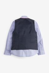 Navy Blue Check Waistcoat, Shirt & Tie Set NEXT UK