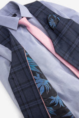 Navy Blue Check Waistcoat, Shirt & Tie Set NEXT UK