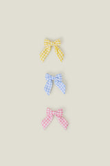3-Pack Girls Gingham Bow Hair Clips