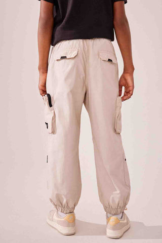 Ecru Neutral Lined Parachute Cargo Trousers