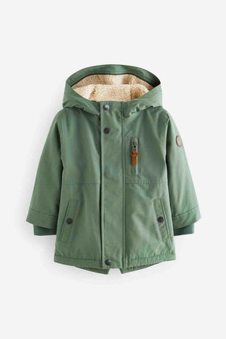 Sage Green Waterproof Borg Fleece Lined Parka