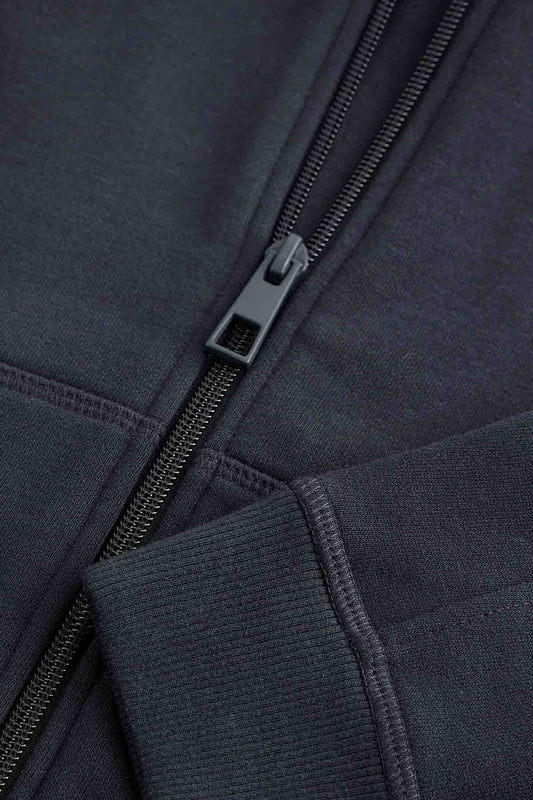 Navy Blue Plain Zip Through Hoodie