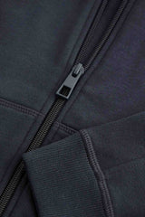 Navy Blue Plain Zip Through Hoodie