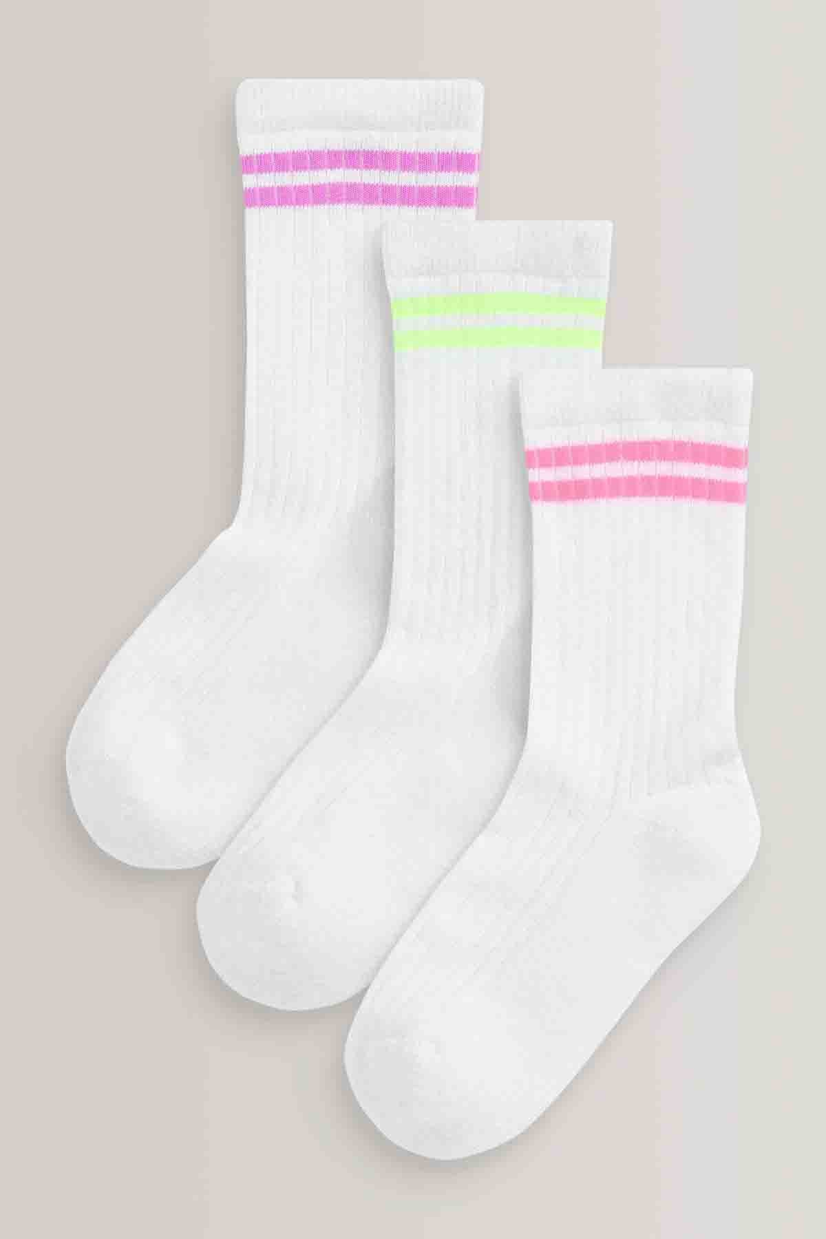 White with fluorescent stripe Regular Length Cotton Rich Cushioned Sole Ankle Socks 3 Pack | Socks | next, <p>White with fluorescent stripe Regular Length Cotton Rich Cushioned Sole Ankle Socks 3 Pack</p>. We delivery across Pakistan