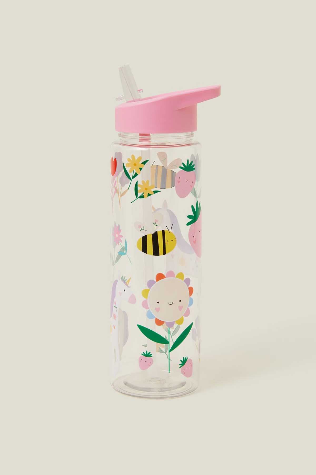 Girls Unicorn Flip Straw Water Bottle