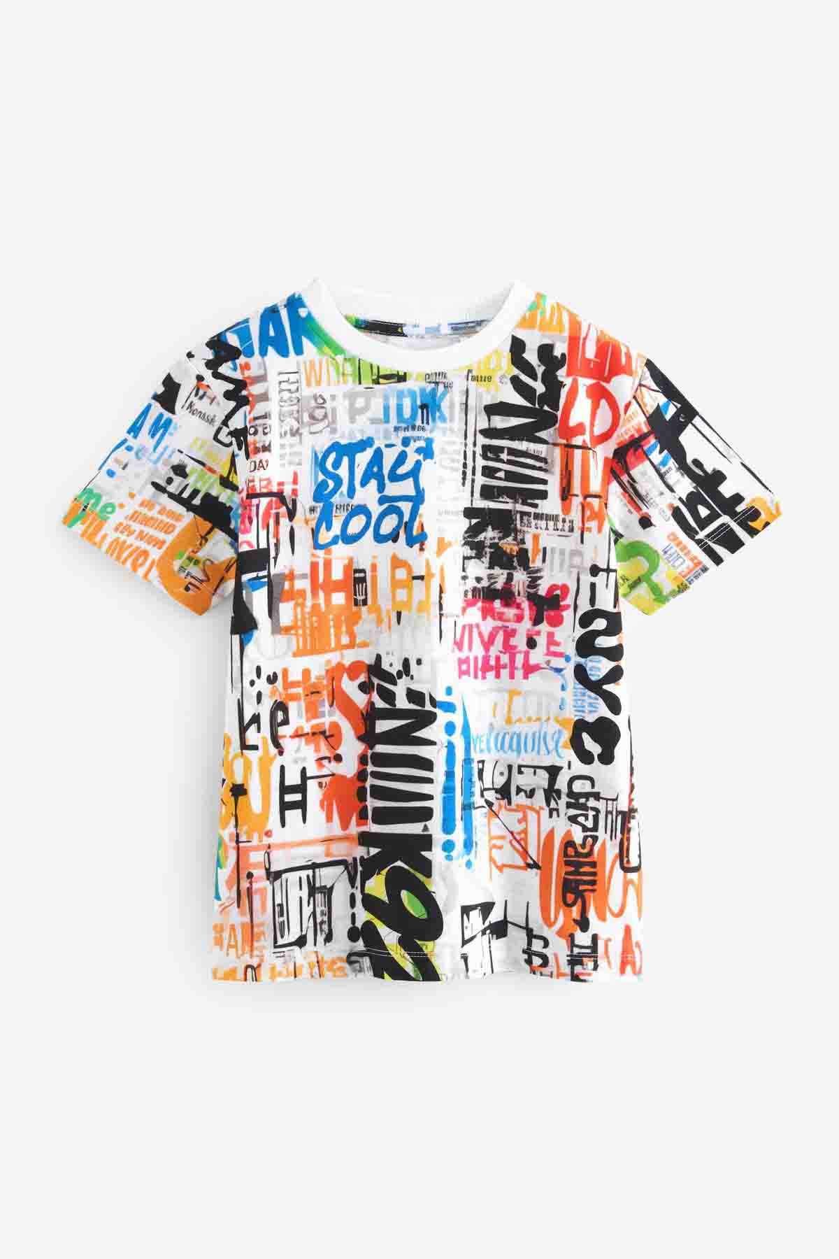 Multi Graffiti All-Over Print Short Sleeves 100% Cotton T-Shirt | T-Shirts | next, <p>Multi Graffiti All-Over Print Short Sleeves 100% Cotton T-Shirt</p>. We delivery across Pakistan