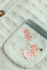 Sage Green Fairy Embroidered Baby Knitted Cardigan