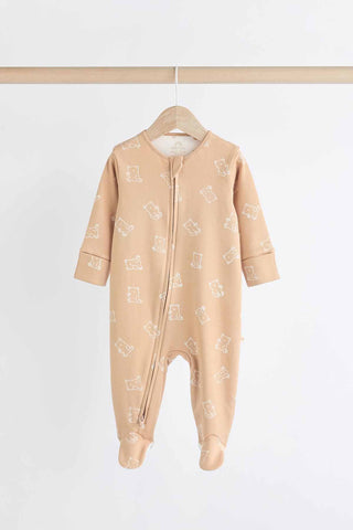 Neutral Baby Bear 100% Cotton Sleepsuits 3 Pack