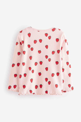 Pink Cotton Rich Long Sleeve Rib T-Shirt