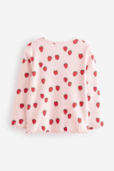 Pink Cotton Rich Long Sleeve Rib T-Shirt