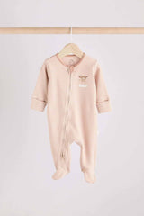 Neutral Hamish Baby 100% Cotton Sleepsuits 3 Pack