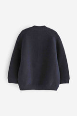 Navy 100% Cotton Zip Through Cardigan