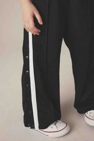 Black Wide Leg Popper Joggers