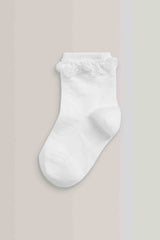 White 5 Pack Cotton Rich Ruffle Ankle Socks