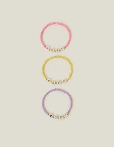 3-Pack Girls BBF Bead Friendship Bracelets