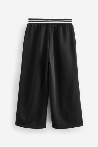 Black Wide Leg Popper Joggers