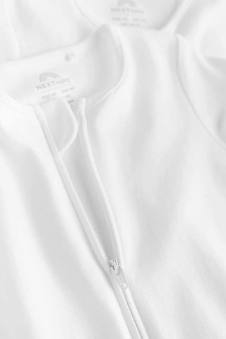 White Essential Zipped 100% Cotton Baby Sleepsuits 3 Pack