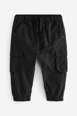 Black Lined 100% Cotton Cargo Trousers