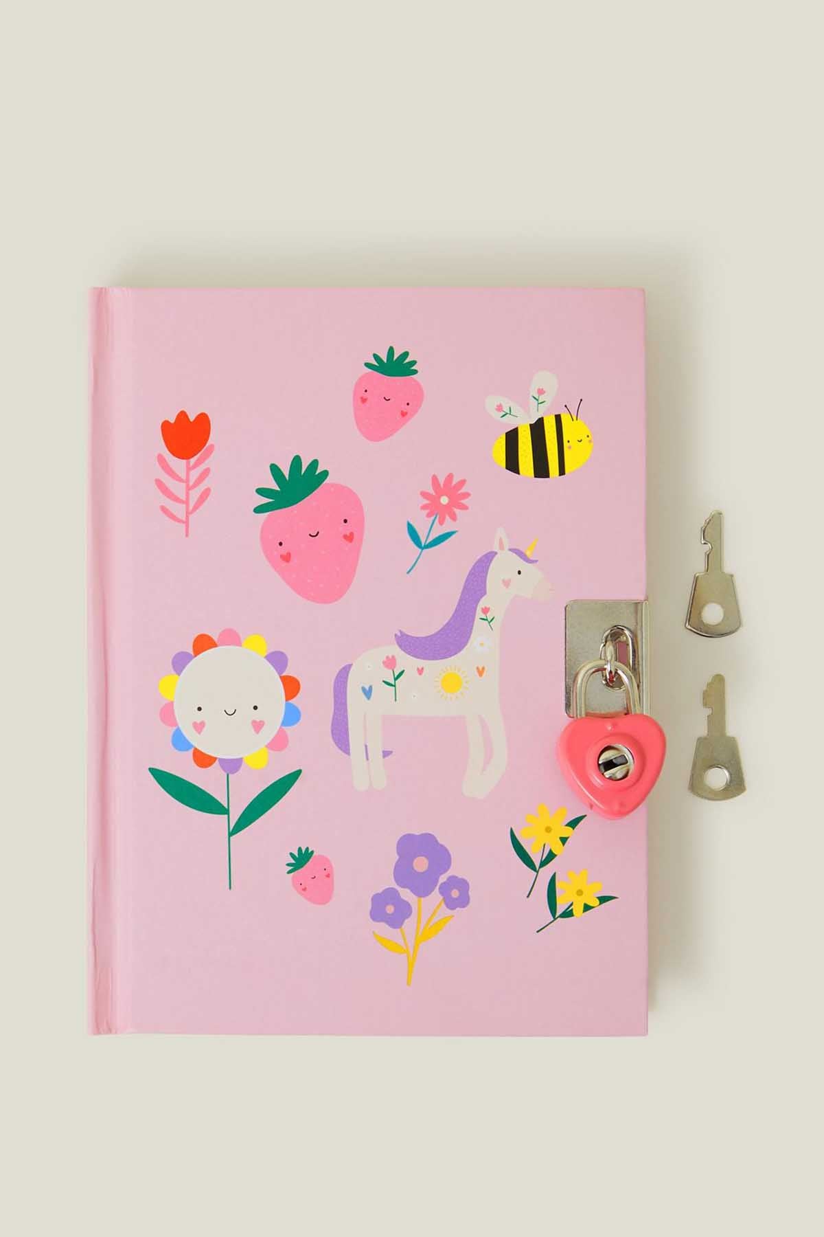 Girls Unicorn Print Lockable Journal