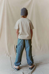 Petrol Blue Lined Parachute Cargo Trousers