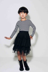 Black/White Stripe 1 Pack Long Sleeve Ribbed