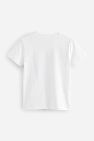 White Happy Face Regular Fit Short Sleeve Graphic 100% Cotton T-Shirt