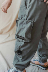 Petrol Blue Lined Parachute Cargo Trousers