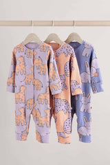 Lilac Purple Baby Footless Sleepsuits 3 Pack