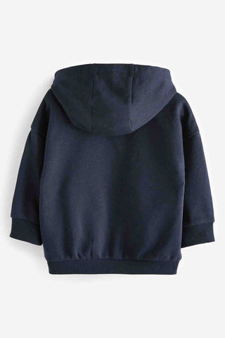 Navy Blue Zip Through Hoodie