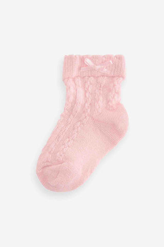 Pink Baby Cable Socks 7 Pack