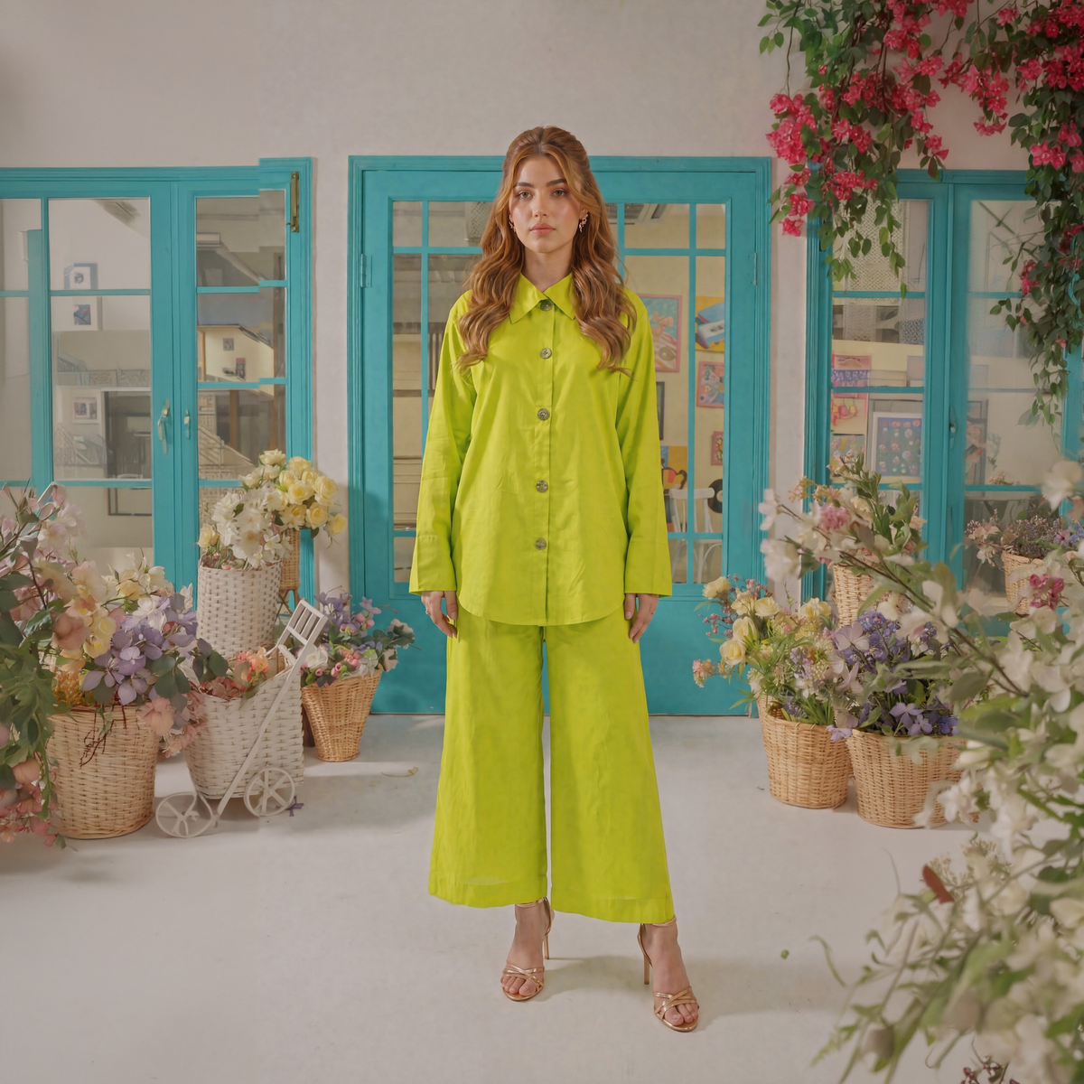 Dusty Peach - Parrot Green