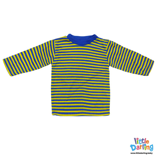 Woolen Jumpsuit Yellow Stripes Blue Color | Little Darling