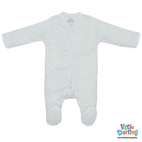 Baby Sleepsuit White Color | Little Darling