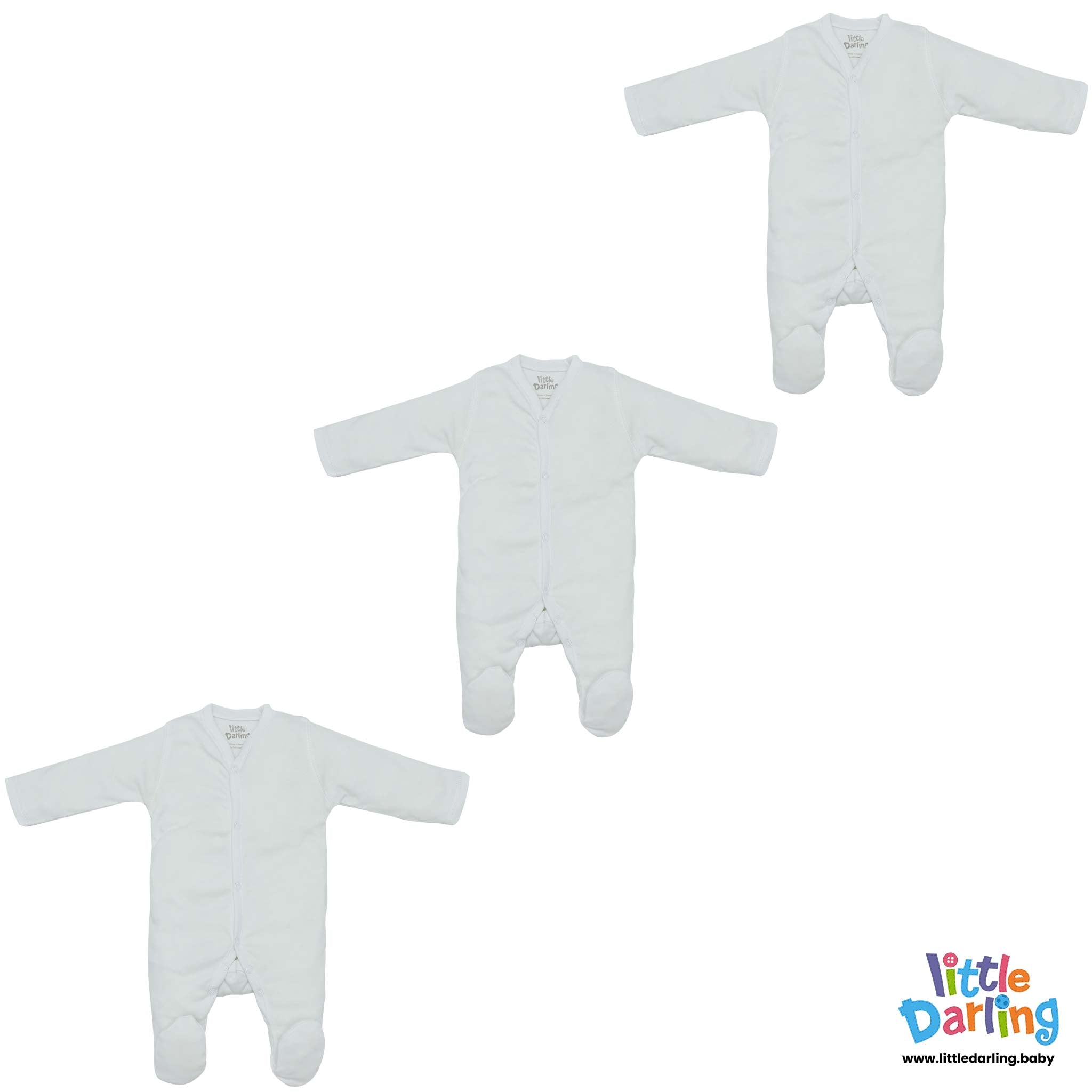 Baby Sleepsuit White Color | Little Darling