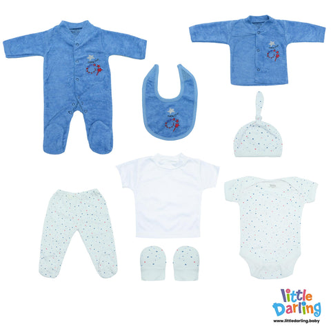 8 Pcs Gift Set Star Embroidery Blue Color | Little Darling