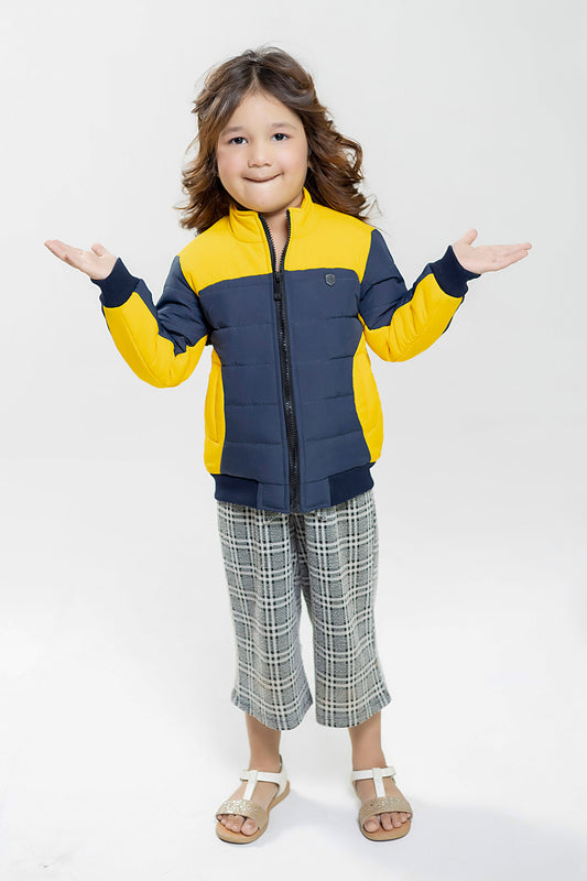 Yellow & Blue Puffer Casual Jacket