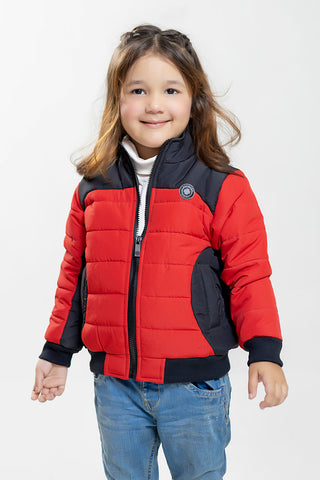 Red & Black Puffer Casual Jacket