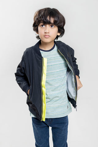 Black & Neon Casual Bomber Jacket