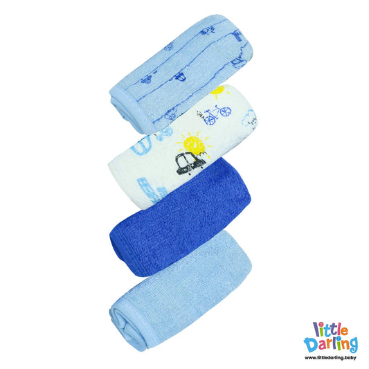 Baby Wash Clothes PK of 4 Shocking Blue Color  By Little Darling