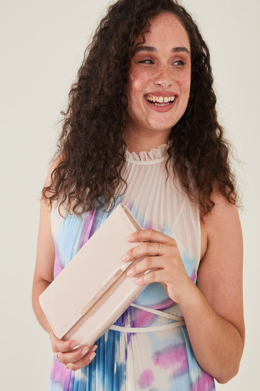 Patent Clutch Bag Nude