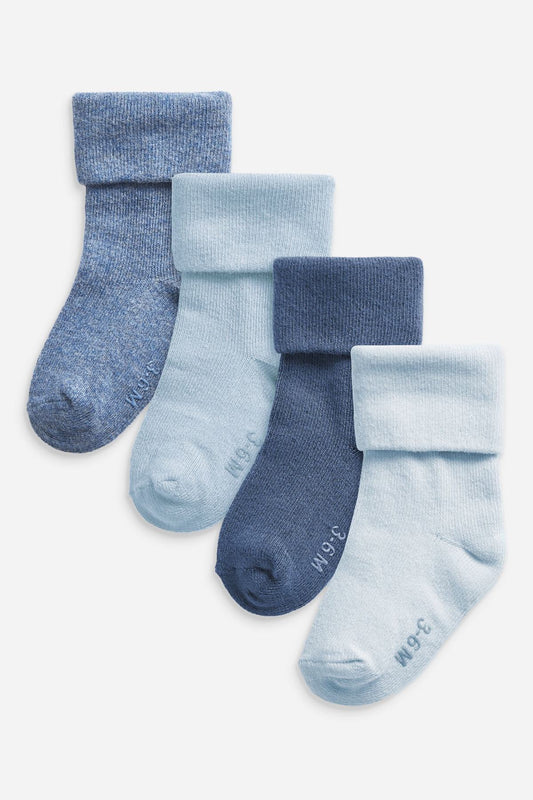 Blue 4 Pack Roll Top Baby Socks