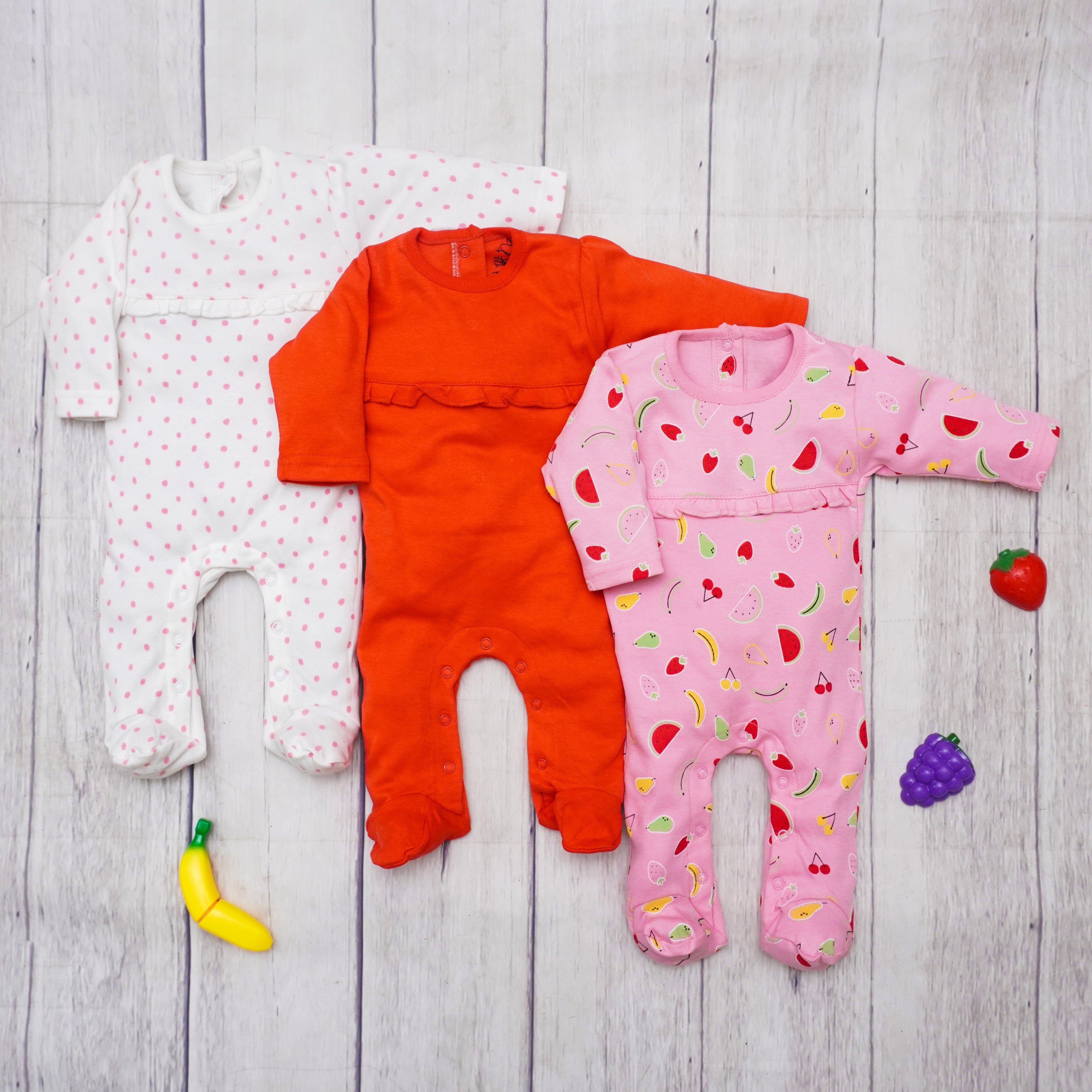 Fruits Sleeping Suits Pack of 3
