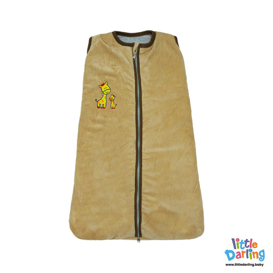 Baby Velour Sleeping Bag Giraffe Embroidery Light Brown Color By Little Darling