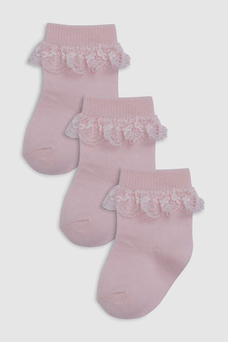 3 Pack Lace Trim Socks